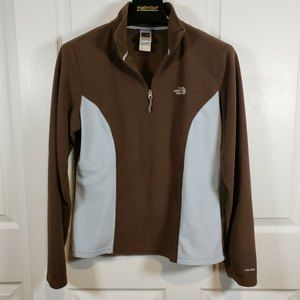 The North Face TKA 100 Brown 1/4 Zip Fleece Pullover Lightweight Womens Large